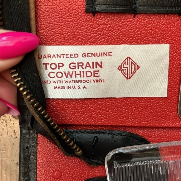 Vintage Men’s Grooming Toiletry Set Kit Top Grain Cowhide Metal Containers - Picture 8 of 11